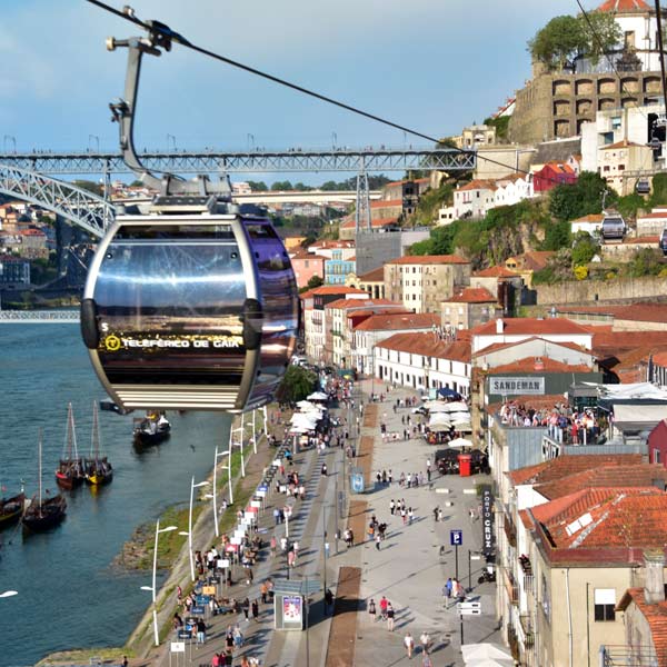 在加亚新城(Vila Nova de Gaia)高空的缆车